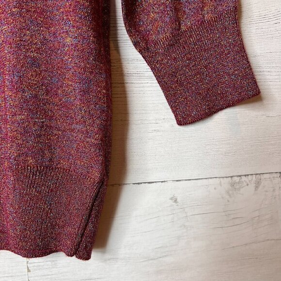 ModCloth Cardigan Womens Size Medium Burgundy Metallic Button Down Sweater - Picture 5 of 16